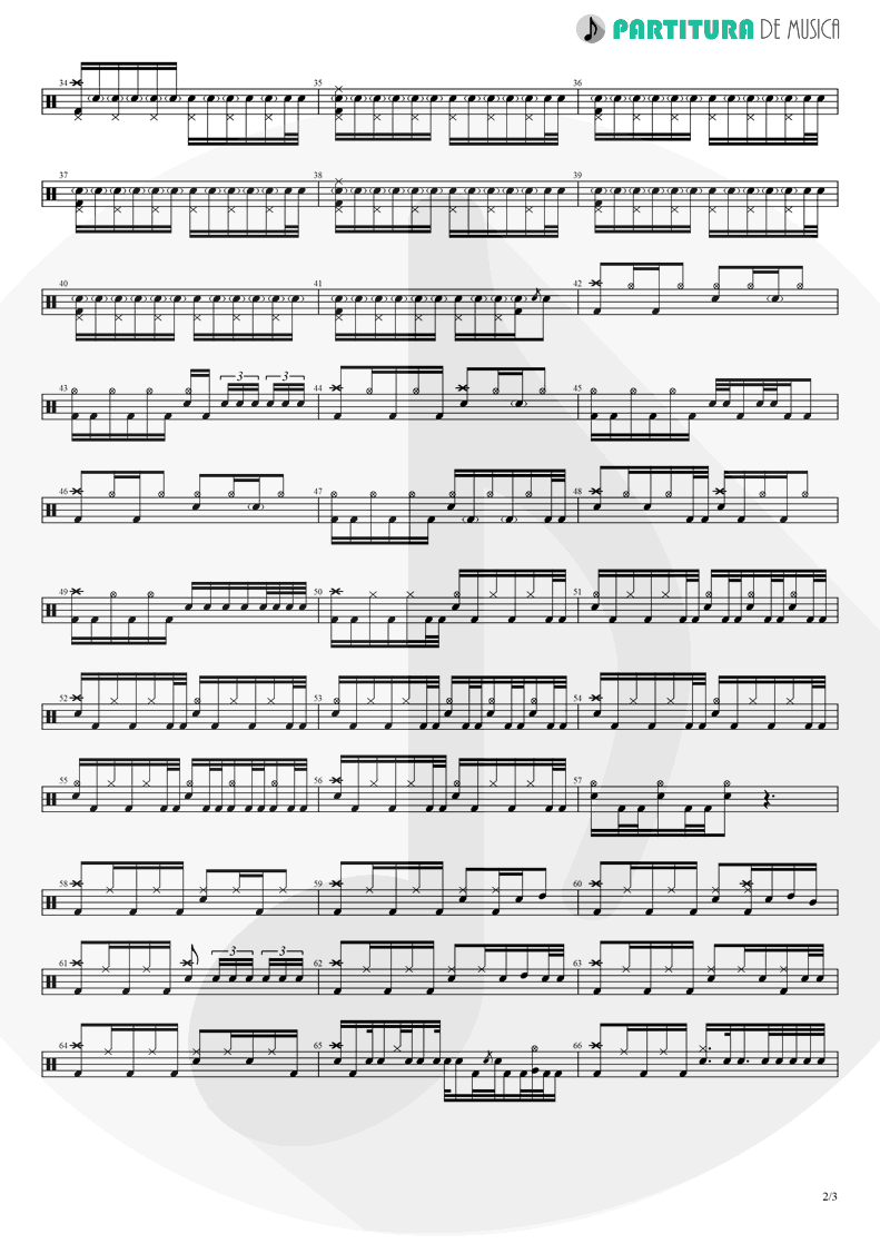 Partitura de musica de Bateria - The Hollow | A Perfect Circle | Mer de Noms 2000 - pag 2