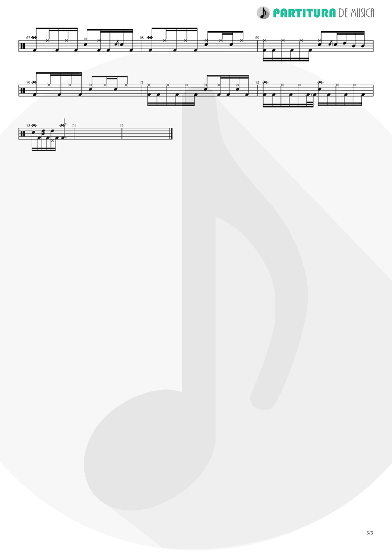 Partitura de musica de Bateria - The Hollow | A Perfect Circle | Mer de Noms 2000 - pag 3