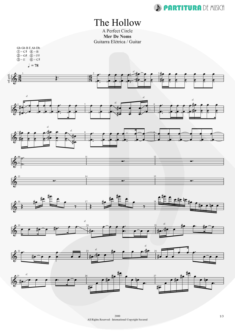 Partitura de musica de Guitarra Elétrica - The Hollow | A Perfect Circle | Mer de Noms 2000 - pag 1