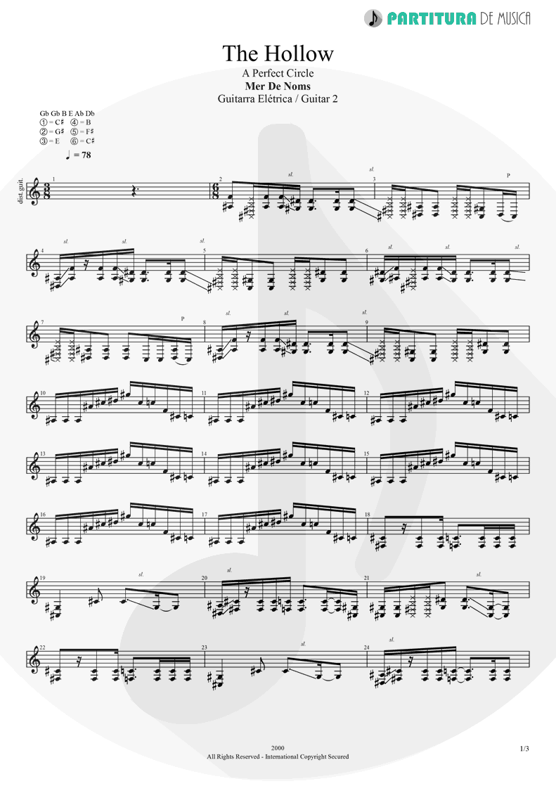 Partitura de musica de Guitarra Elétrica - The Hollow | A Perfect Circle | Mer de Noms 2000 - pag 1