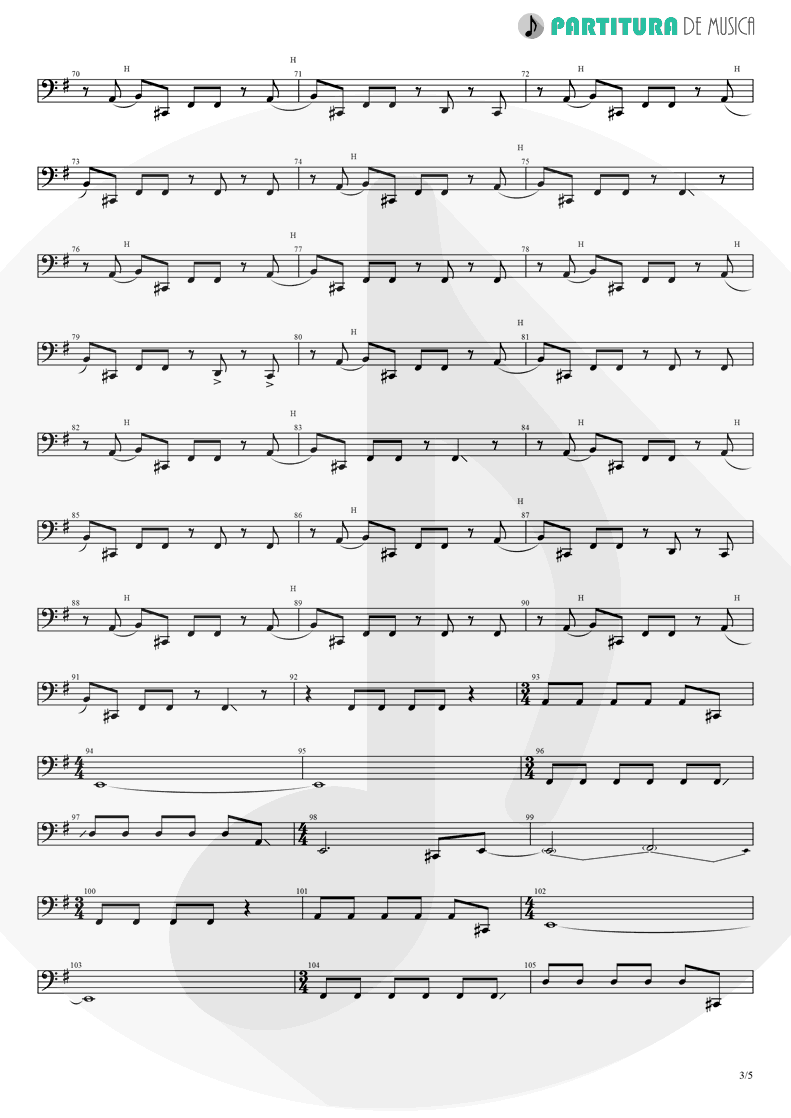 Partitura de musica de Baixo Elétrico - Thinking Of You | A Perfect Circle | Mer de Noms 2000 - pag 3