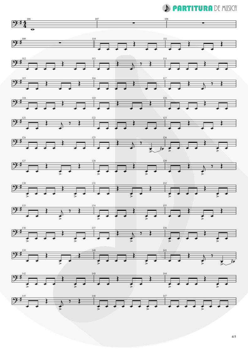 Partitura de musica de Baixo Elétrico - Thinking Of You | A Perfect Circle | Mer de Noms 2000 - pag 4