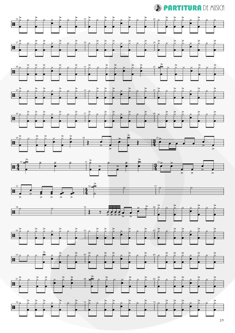 Partitura de musica de Bateria - Thinking Of You | A Perfect Circle | Mer de Noms 2000 - pag 2