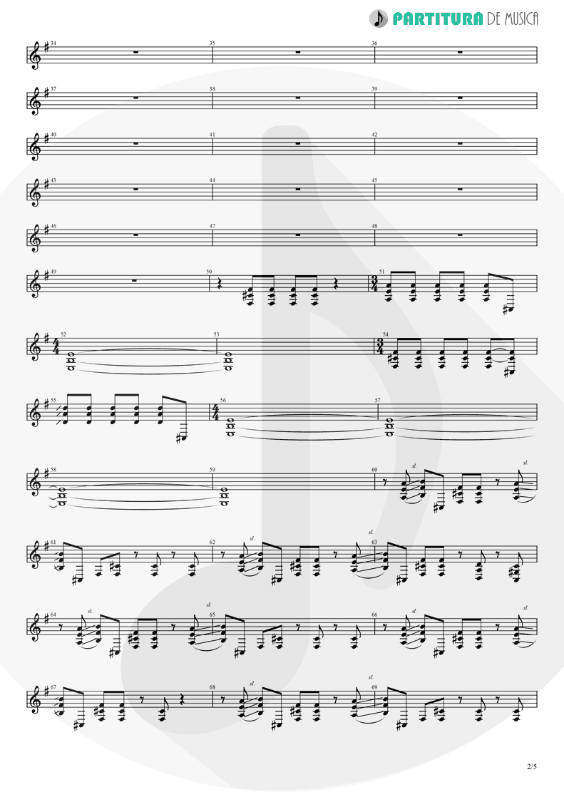 Partitura de musica de Guitarra Elétrica - Thinking Of You | A Perfect Circle | Mer de Noms 2000 - pag 2