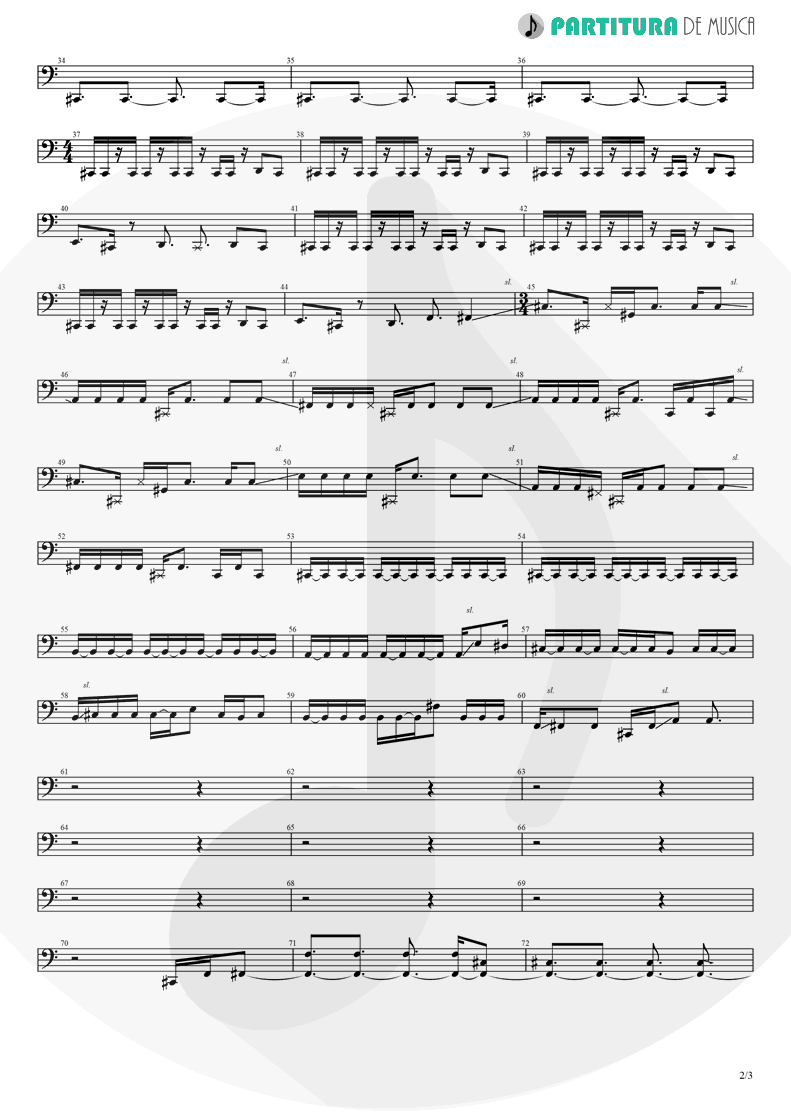 Partitura de musica de Baixo Elétrico - The Outsider | A Perfect Circle | Thirteenth Step 2003 - pag 2