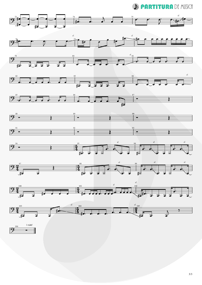 Partitura de musica de Baixo Elétrico - The Outsider | A Perfect Circle | Thirteenth Step 2003 - pag 3