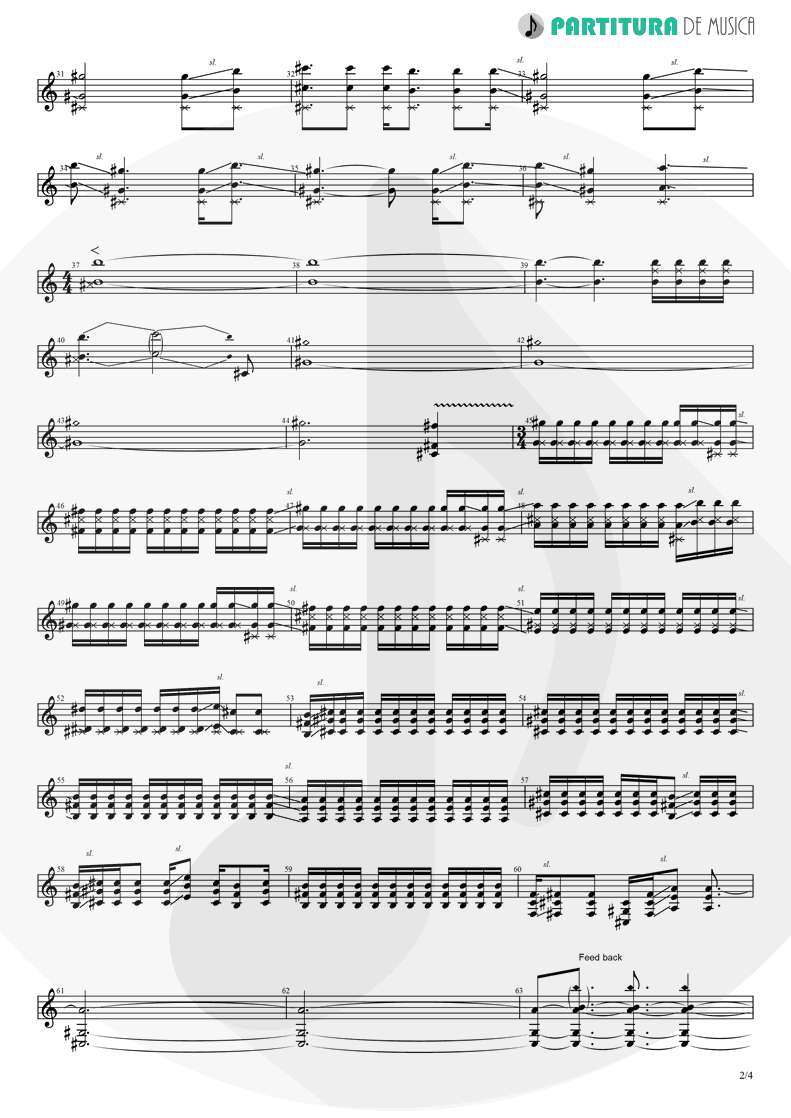 Partitura de musica de Guitarra Elétrica - The Outsider | A Perfect Circle | Thirteenth Step 2003 - pag 2