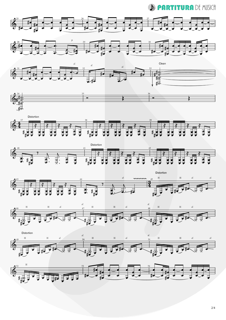 Partitura de musica de Guitarra Elétrica - The Outsider | A Perfect Circle | Thirteenth Step 2003 - pag 2