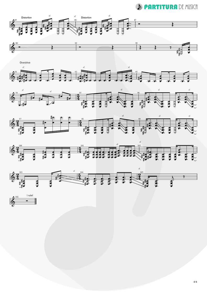 Partitura de musica de Guitarra Elétrica - The Outsider | A Perfect Circle | Thirteenth Step 2003 - pag 4