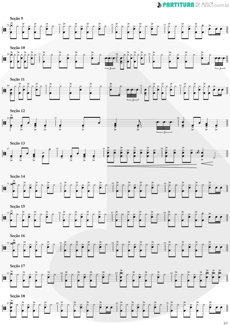 Partitura de musica de Bateria - Set Fire To The Rain | Adele | 21 2011 - pag 2