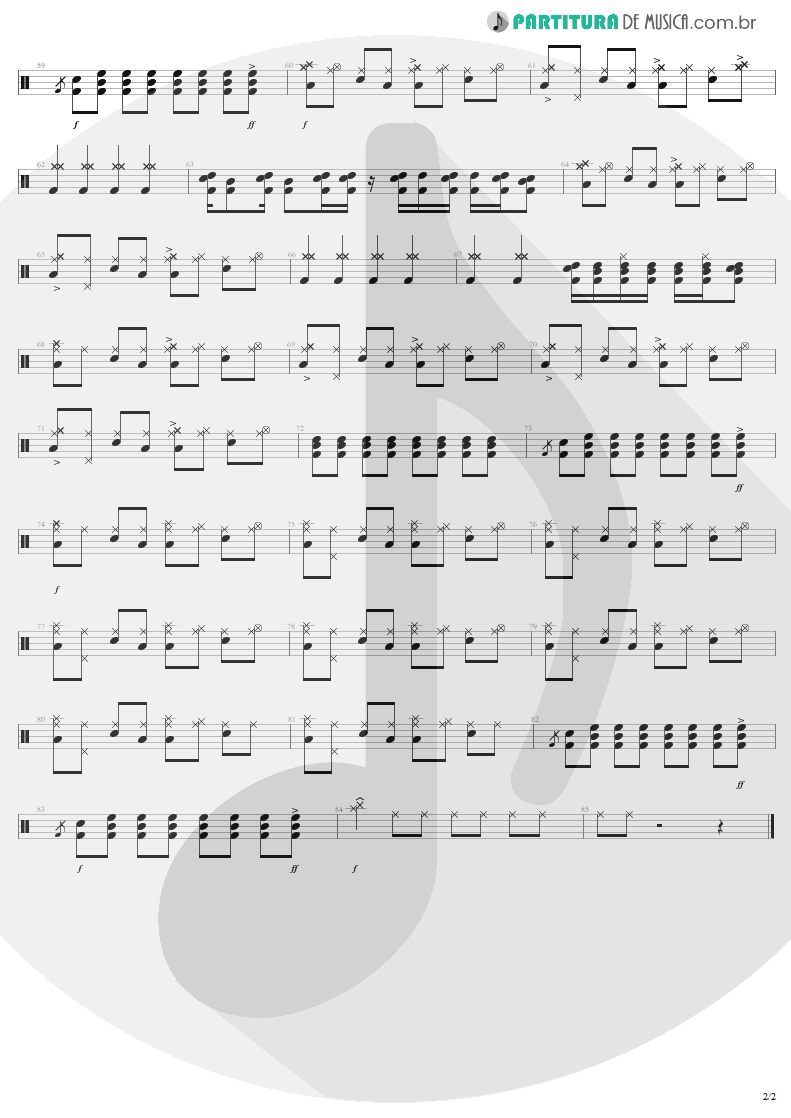 Partitura de musica de Bateria - Dream On | Aerosmith | Aerosmith 1973 - pag 2