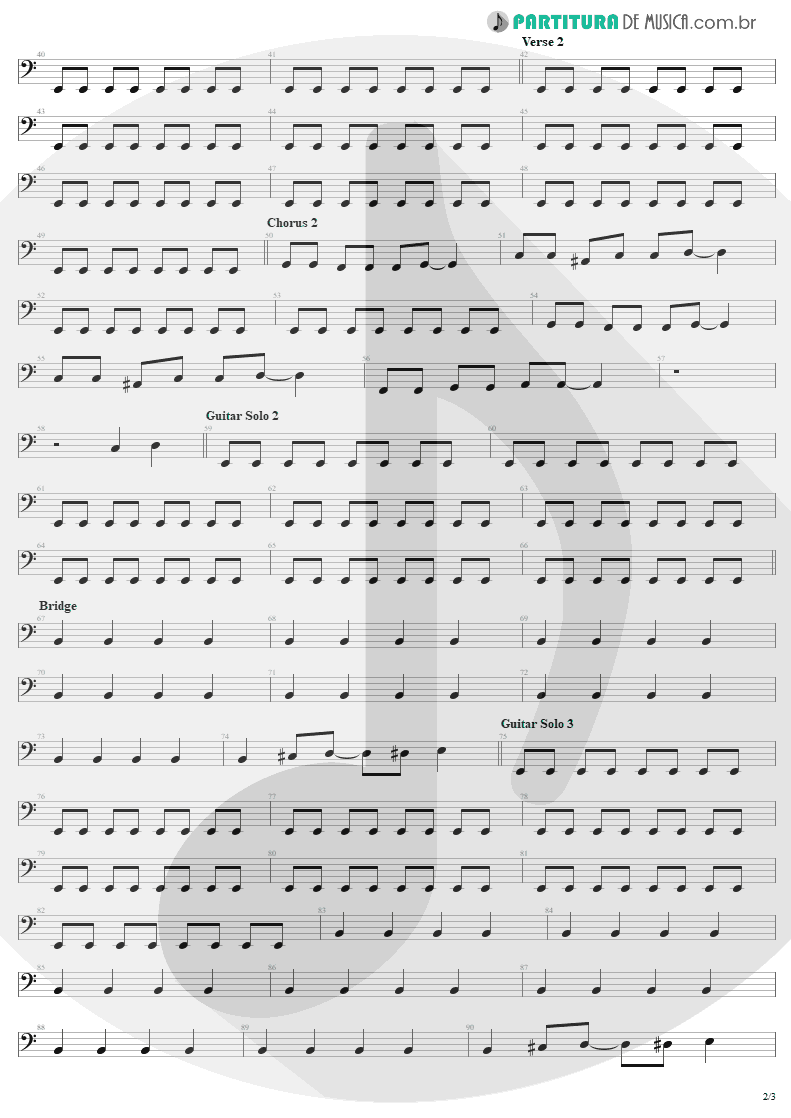 Partitura de musica de Baixo Elétrico - Same Old Song And Dance | Aerosmith | Get Your Wings 1974 - pag 2