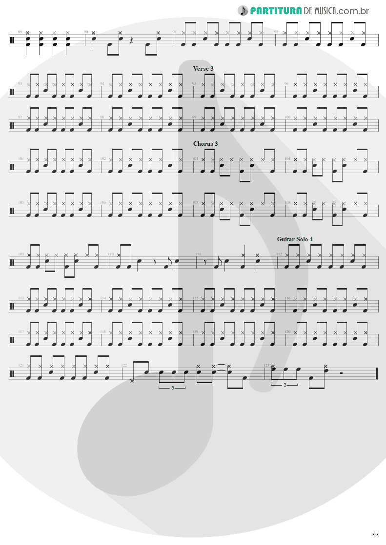 Partitura de musica de Bateria - Same Old Song And Dance | Aerosmith | Get Your Wings 1974 - pag 3