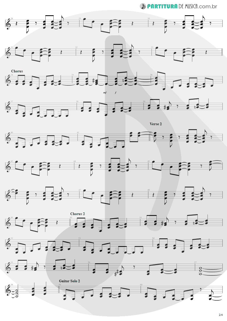 Partitura de musica de Guitarra Elétrica - Same Old Song And Dance | Aerosmith | Get Your Wings 1974 - pag 2