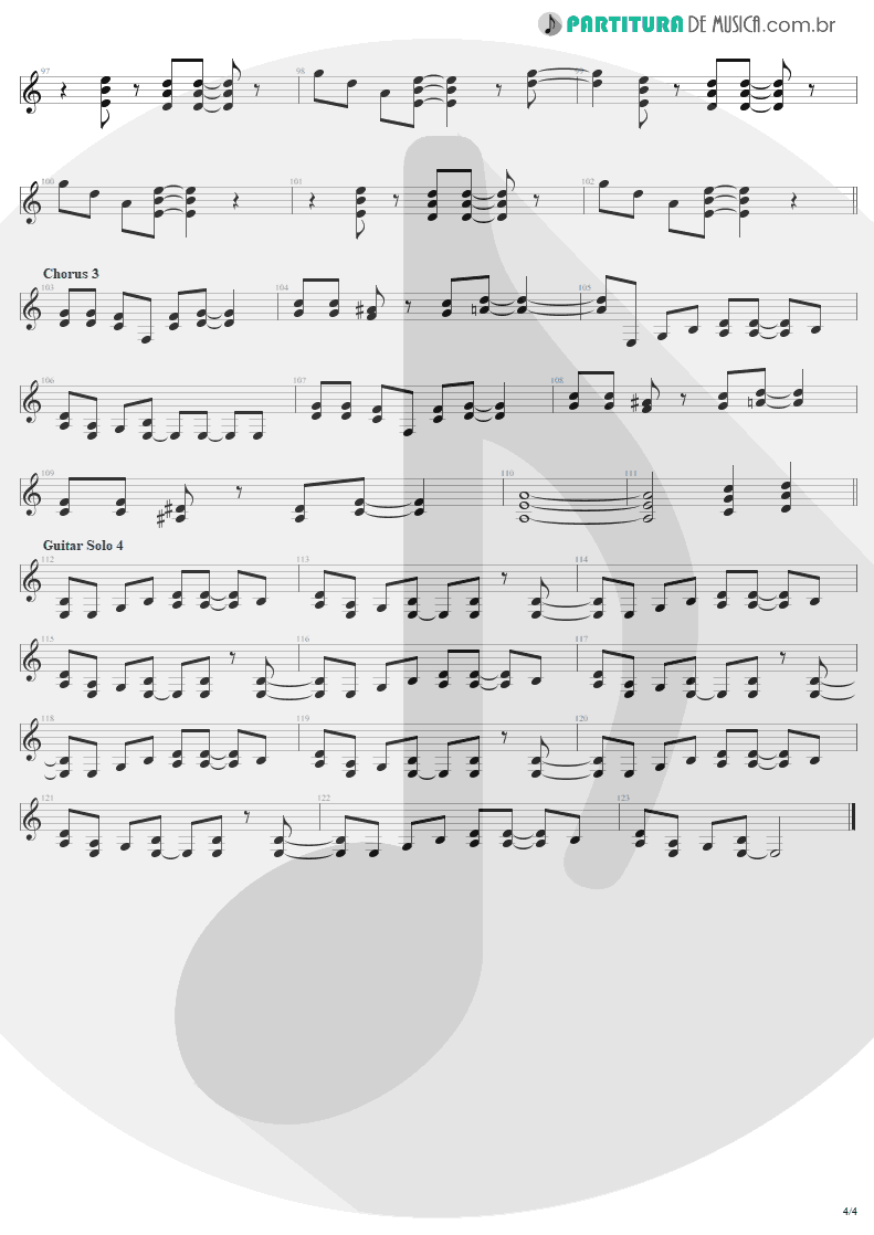 Partitura de musica de Guitarra Elétrica - Same Old Song And Dance | Aerosmith | Get Your Wings 1974 - pag 4