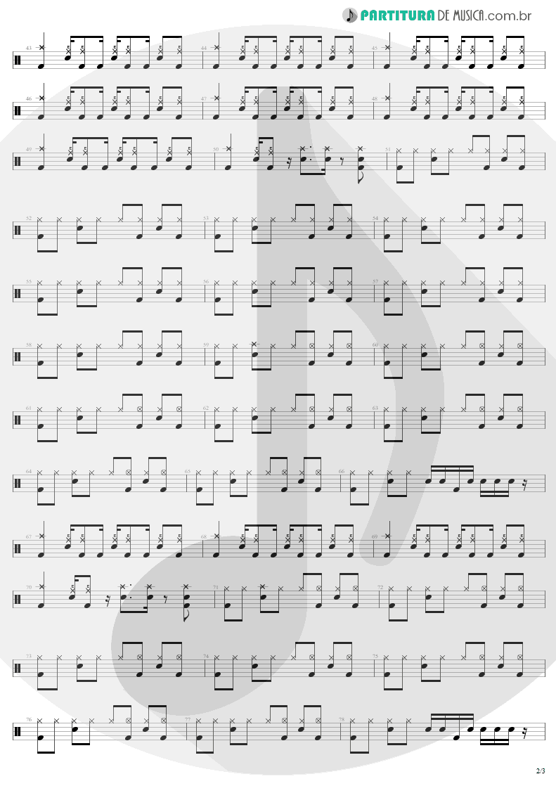 Partitura de musica de Bateria - Sweet Emotion | Aerosmith | Toys In The Attic 1975 - pag 2