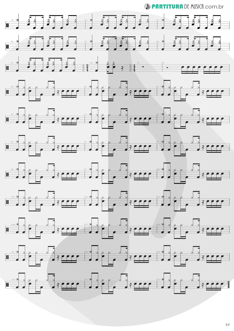 Partitura de musica de Bateria - Sweet Emotion | Aerosmith | Toys In The Attic 1975 - pag 3