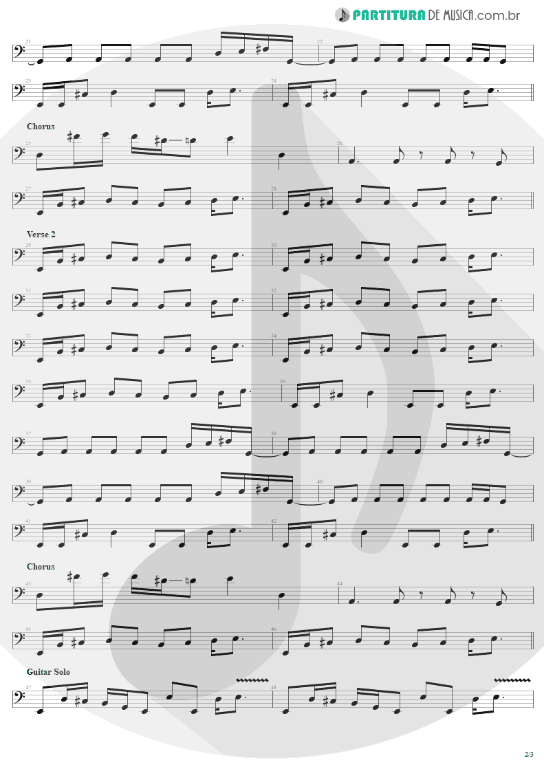 Partitura de musica de Baixo Elétrico - Last Child | Aerosmith | Rocks 1976 - pag 2