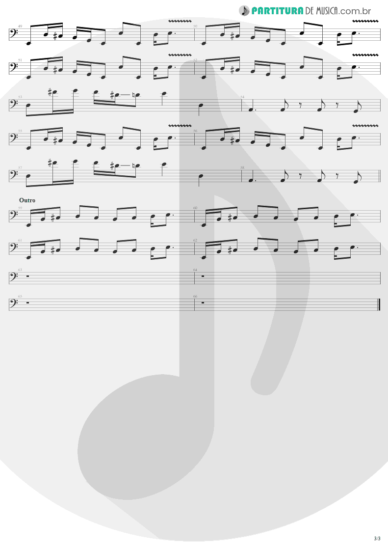 Partitura de musica de Baixo Elétrico - Last Child | Aerosmith | Rocks 1976 - pag 3