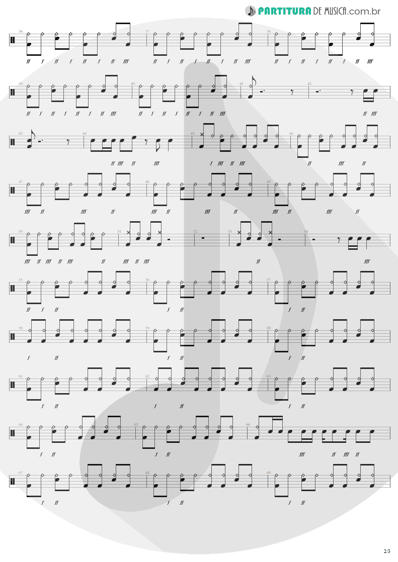 Partitura de musica de Bateria - I'm Down | Aerosmith | Permanent Vacation 1987 - pag 2