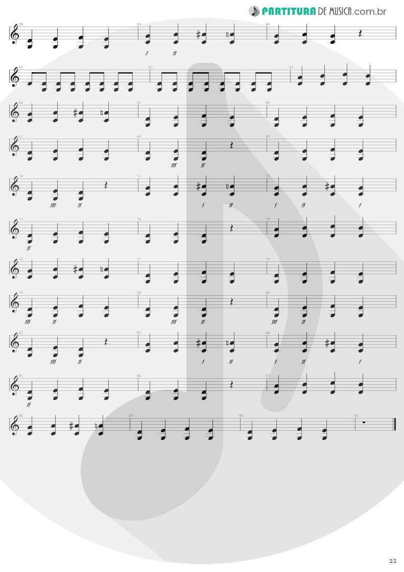 Partitura de musica de Guitarra Elétrica - I'm Down | Aerosmith | Permanent Vacation 1987 - pag 2