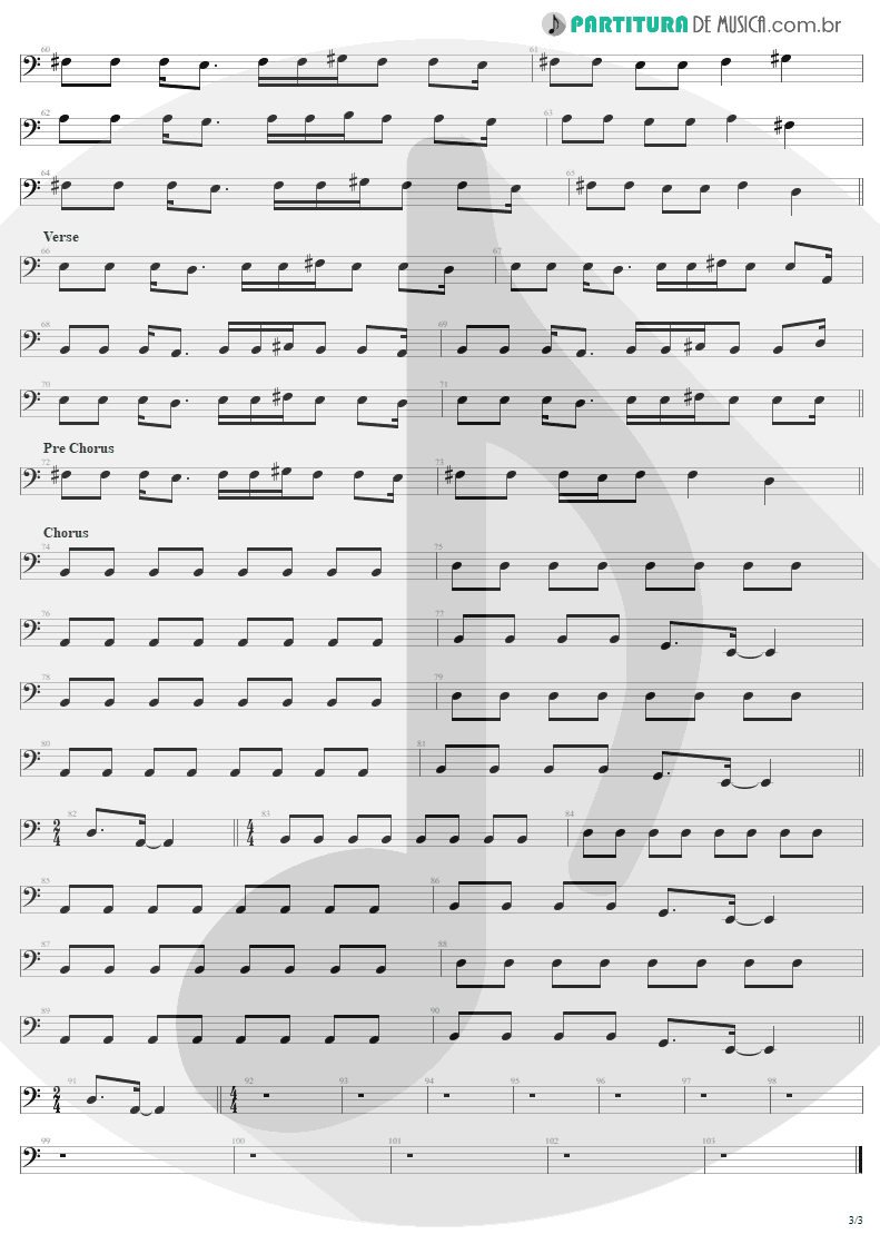 Partitura de musica de Baixo Elétrico - Rag Doll | Aerosmith | Permanent Vacation 1987 - pag 3