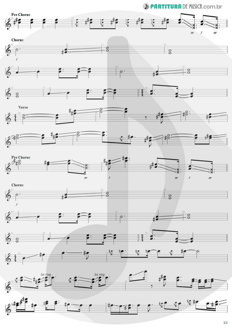 Partitura de musica de Guitarra Elétrica - Rag Doll | Aerosmith | Permanent Vacation 1987 - pag 2