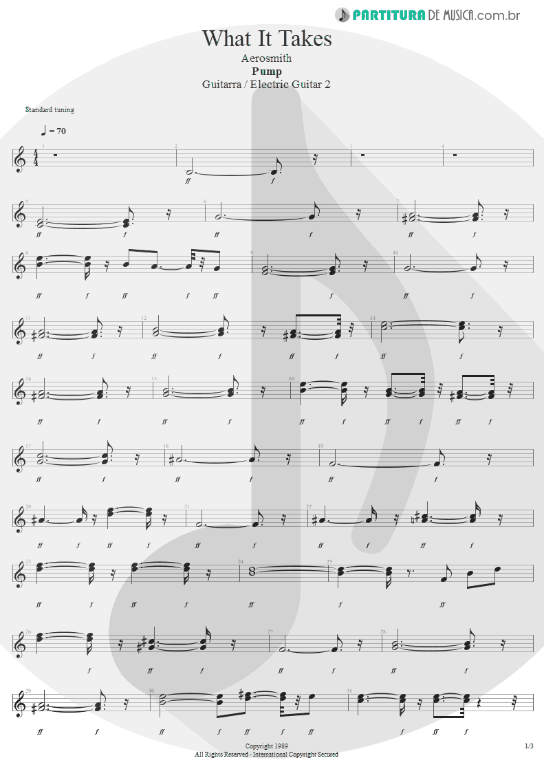 Partitura de musica de Guitarra Elétrica - What It Takes | Aerosmith | Pump 1989 - pag 1