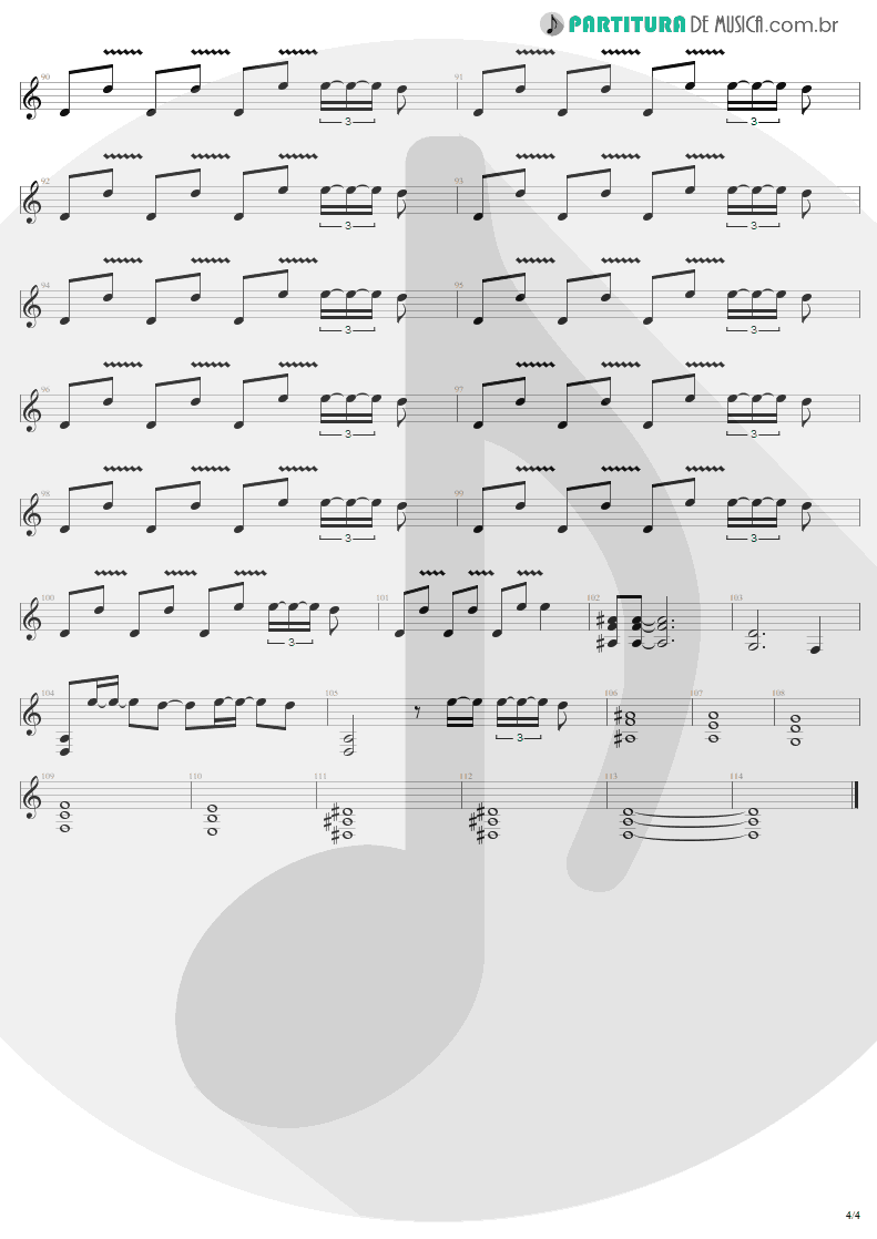 Partitura de musica de Guitarra Elétrica - Livin' On The Edge | Aerosmith | Get A Grip 1993 - pag 4