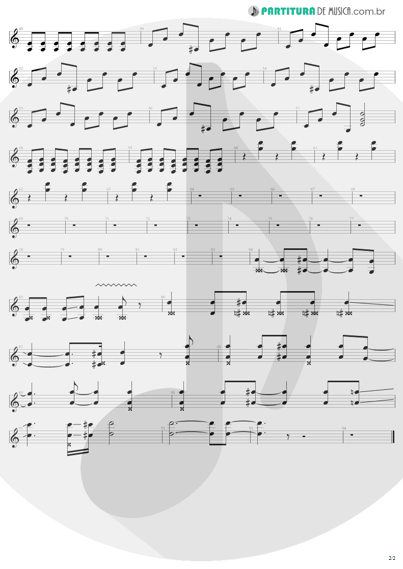 Partitura de musica de Guitarra Elétrica - Falling In Love | Aerosmith | Nine Lives 1997 - pag 2