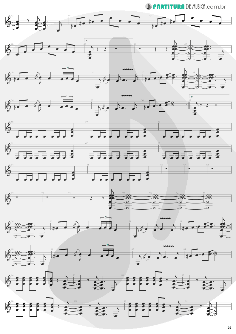 Partitura de musica de Guitarra Elétrica - Taste Of India | Aerosmith | Nine Lives 1997 - pag 2