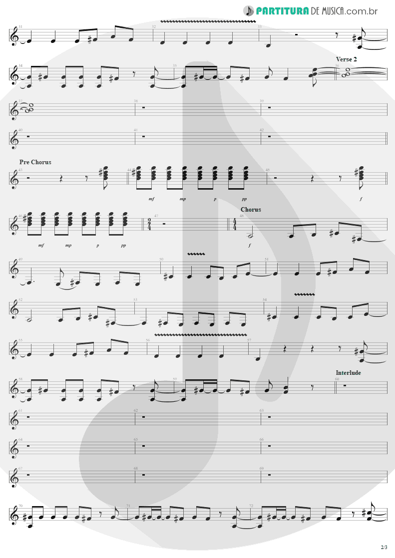 Partitura de musica de Guitarra Elétrica - Jaded | Aerosmith | Just Push Play 2001 - pag 2