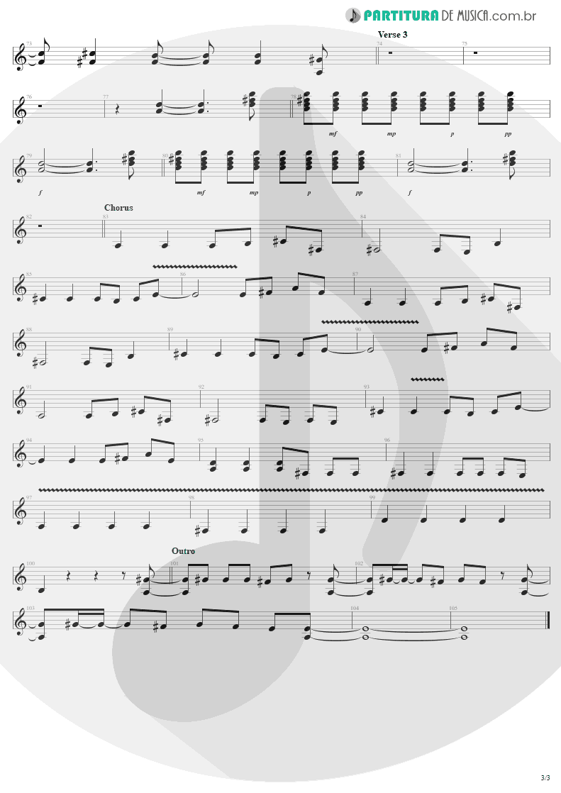 Partitura de musica de Guitarra Elétrica - Jaded | Aerosmith | Just Push Play 2001 - pag 3