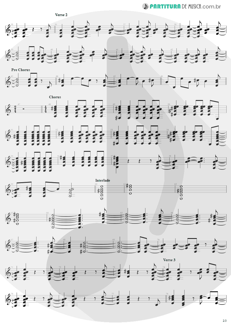 Partitura de musica de Guitarra Elétrica - Jaded | Aerosmith | Just Push Play 2001 - pag 2