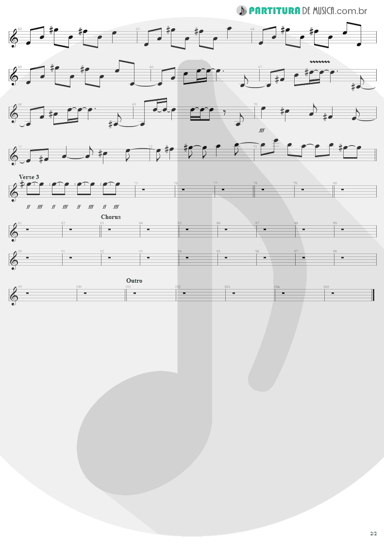 Partitura de musica de Guitarra Elétrica - Jaded | Aerosmith | Just Push Play 2001 - pag 2