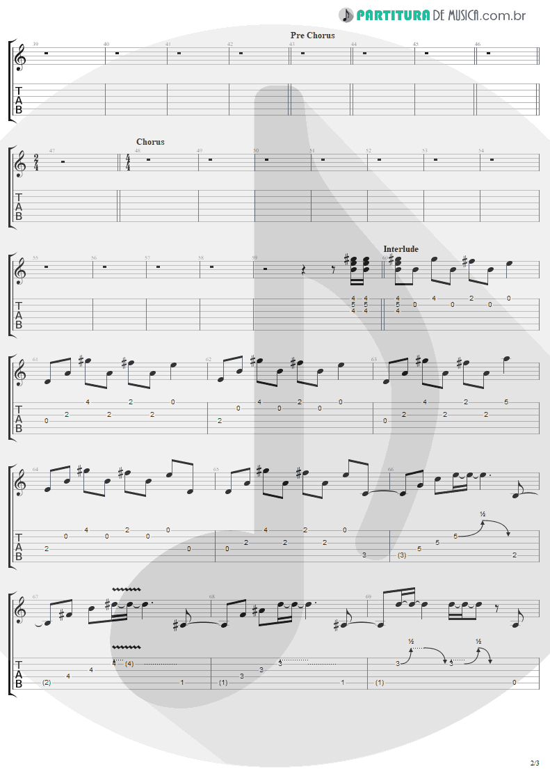 Tablatura + Partitura de musica de Guitarra Elétrica - Jaded | Aerosmith | Just Push Play 2001 - pag 2