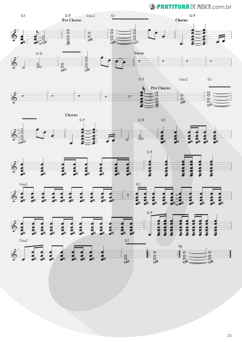 Partitura de musica de Guitarra Elétrica - Hand In My Pocket | Alanis Morissette | Jagged Little Pill 1995 - pag 2