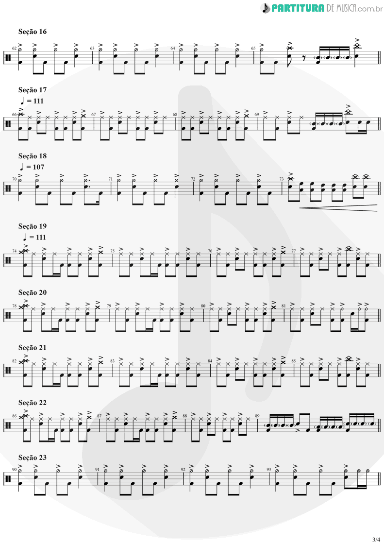Partitura de musica de Bateria - Man In The Box | Alice in Chains | Facelift 1990 - pag 3