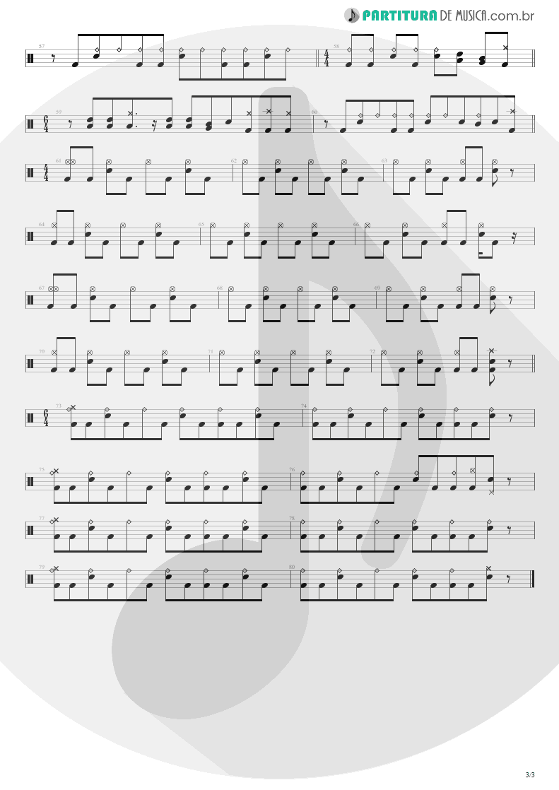 Partitura de musica de Bateria - Dam That River | Alice in Chains | Dirt 1992 - pag 3