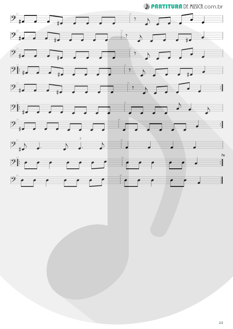 Partitura de musica de Baixo Elétrico - God Smack | Alice in Chains | Dirt 1992 - pag 2