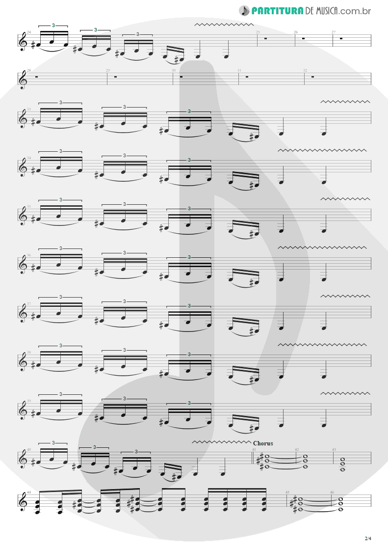 Partitura de musica de Guitarra Elétrica - I Stay Away | Alice in Chains | Jar of Flies 1994 - pag 2