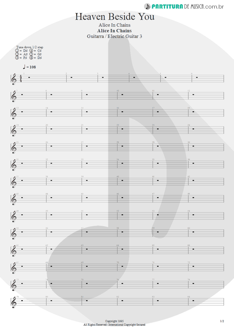 Partitura de musica de Guitarra Elétrica - Heaven Beside You | Alice in Chains | Alice in Chains 1995 - pag 1