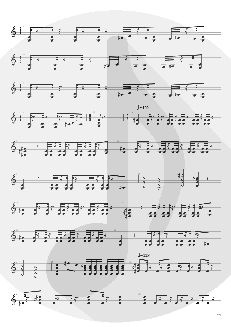Partitura de musica de Guitarra Elétrica - Streets Of Tomorrow | Angra | Angels Cry 1993 - pag 2