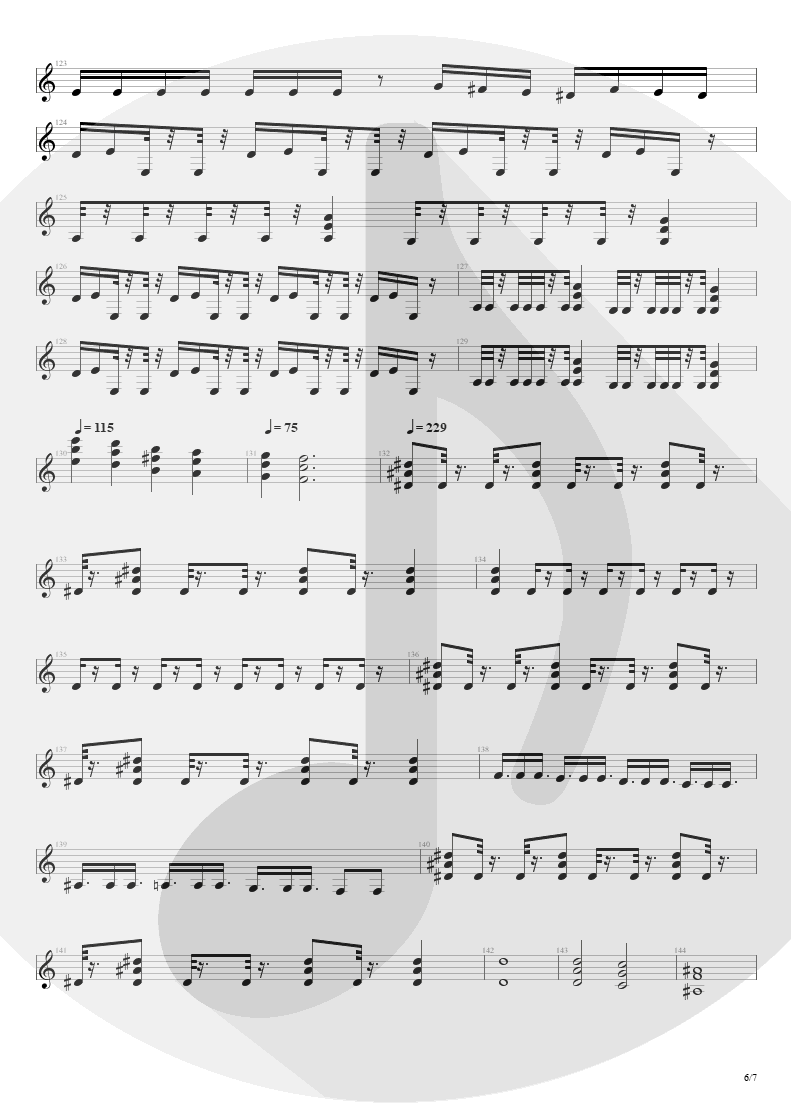 Partitura de musica de Guitarra Elétrica - Streets Of Tomorrow | Angra | Angels Cry 1993 - pag 6