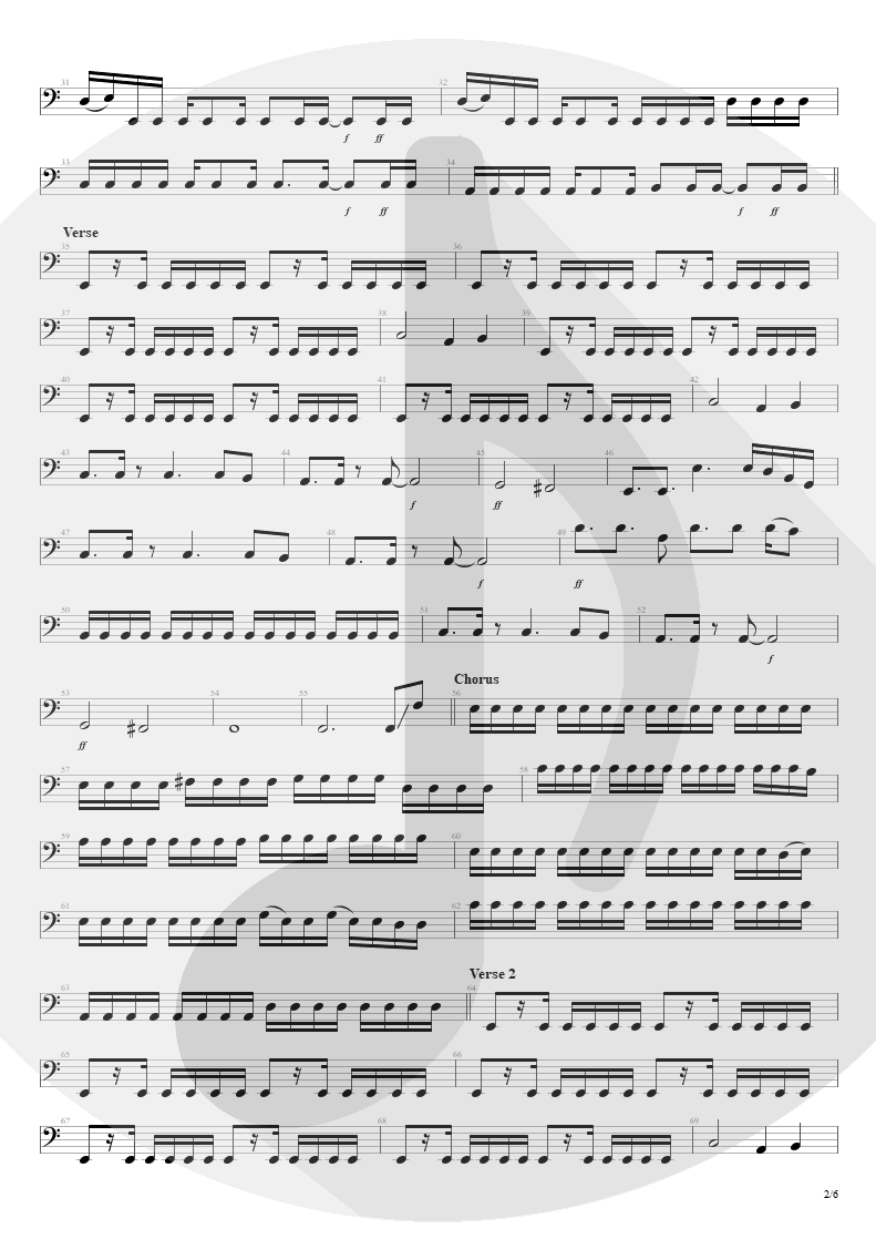 Partitura de musica de Baixo Elétrico - Nothing To Say | Angra | Holy Land 1996 - pag 2