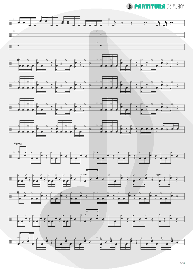Partitura de musica de Bateria - Nothing To Say | Angra | Holy Land 1996 - pag 2