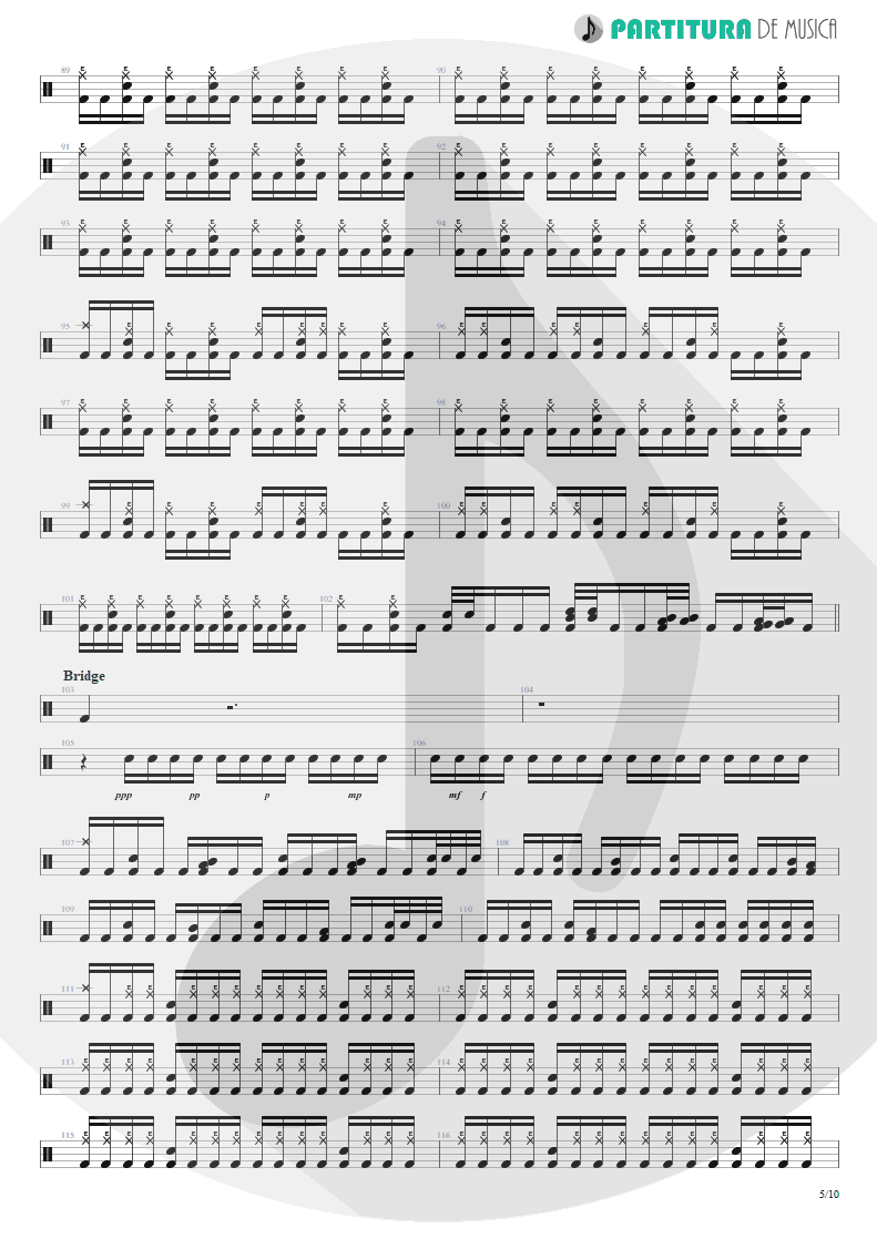 Partitura de musica de Bateria - Nothing To Say | Angra | Holy Land 1996 - pag 5