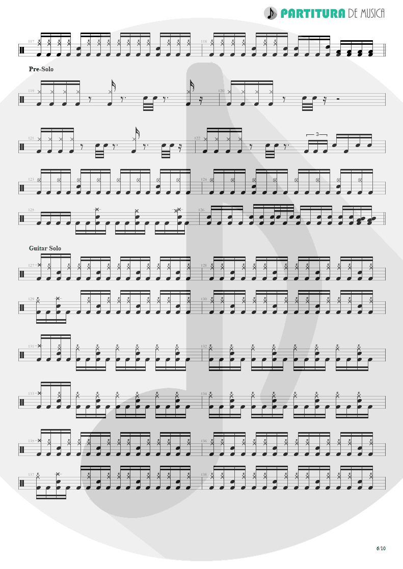 Partitura de musica de Bateria - Nothing To Say | Angra | Holy Land 1996 - pag 6