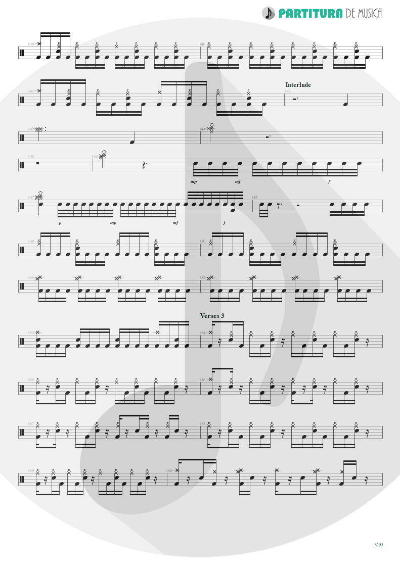 Partitura de musica de Bateria - Nothing To Say | Angra | Holy Land 1996 - pag 7