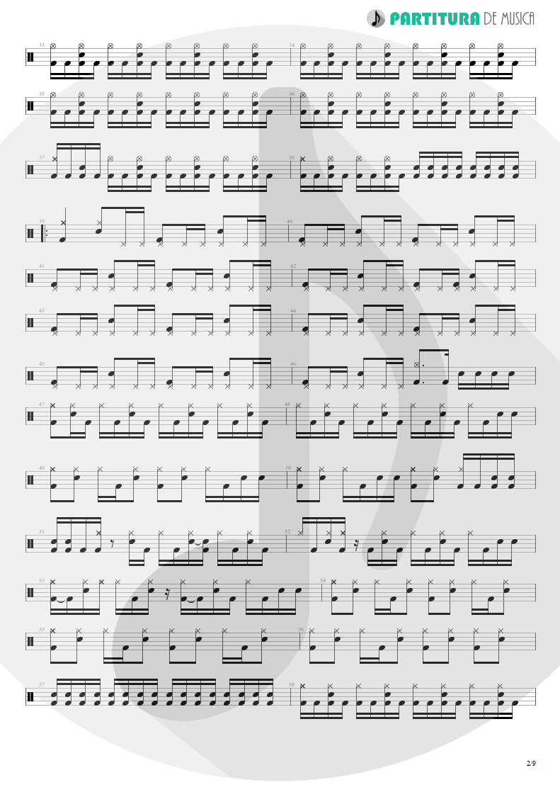 Partitura de musica de Bateria - Metal Icarus | Angra | Fireworks 1998 - pag 2